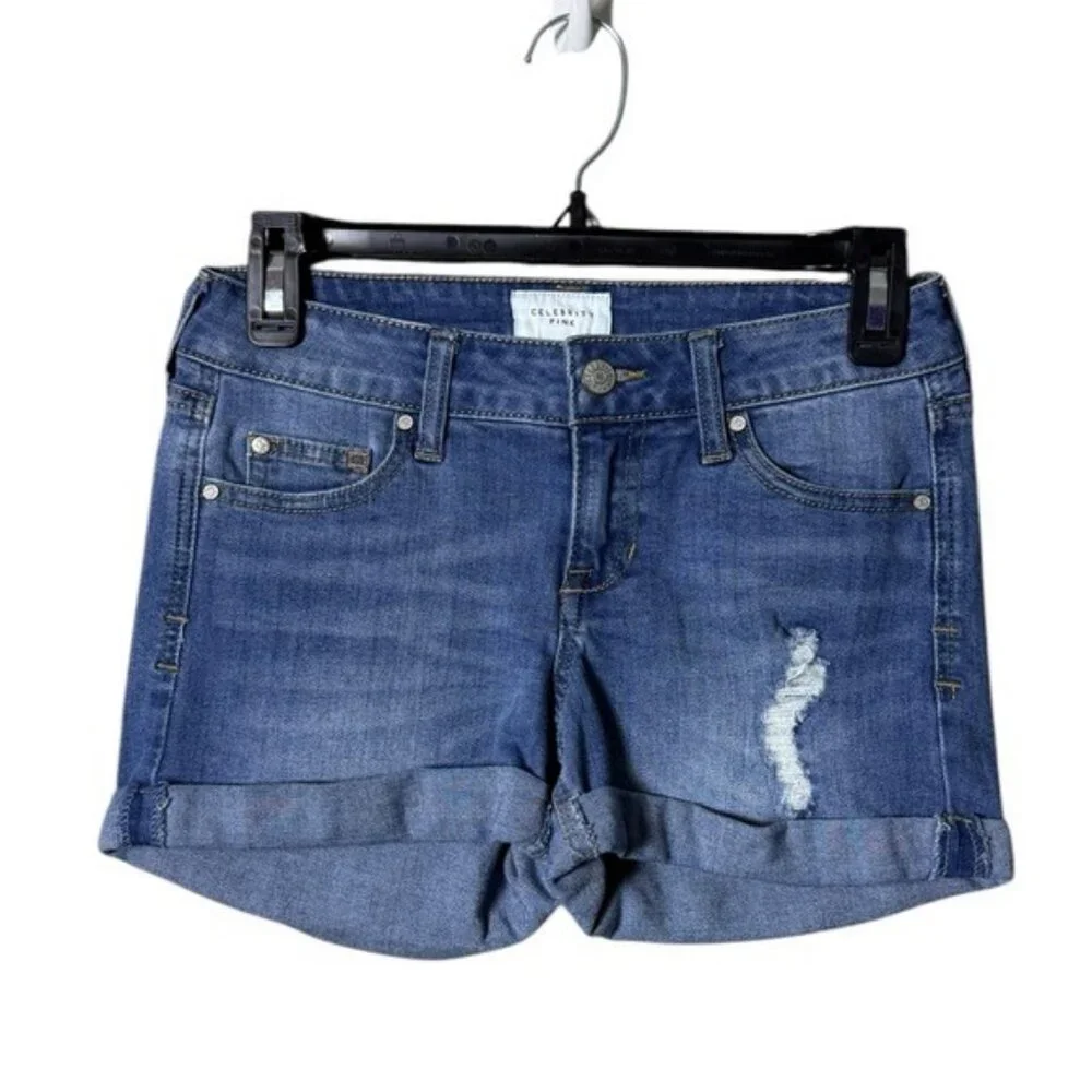 Celebrity Pink Womens Denim Shorts 24 Blue‎ Jean Distressed Y2K Festival